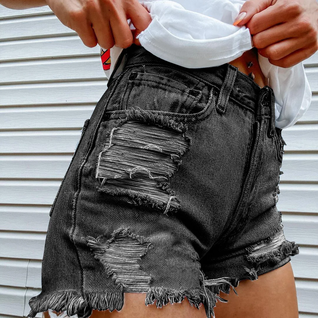 Pantaloncini di jeans con stampa a cuore Sexy donna Casual 2023 Summer Fashion harajuku Streetwear foderato in pelliccia aperture per le gambe pantaloncini di bottino di jeans y2k