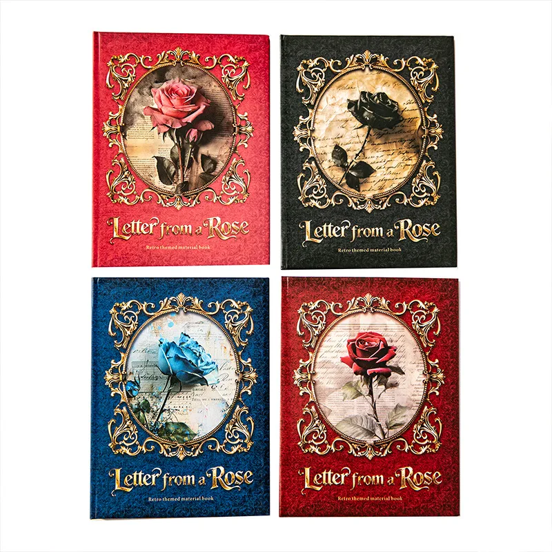 1pack/2pack Rose Theme Vintage Paper Collection Letters from Roses Series 4 Designs Premium Scrapbook Collage Decorative Paper