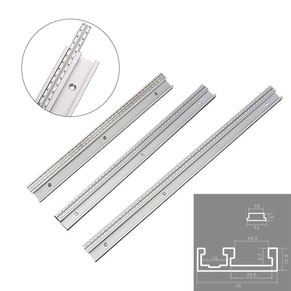 مسار ميتري بفتحة T من الألومنيوم 45 مع مقياس لطاولات التوجيه والمناشير الحزامية 40 سم تركيب واستخدام مريح #6