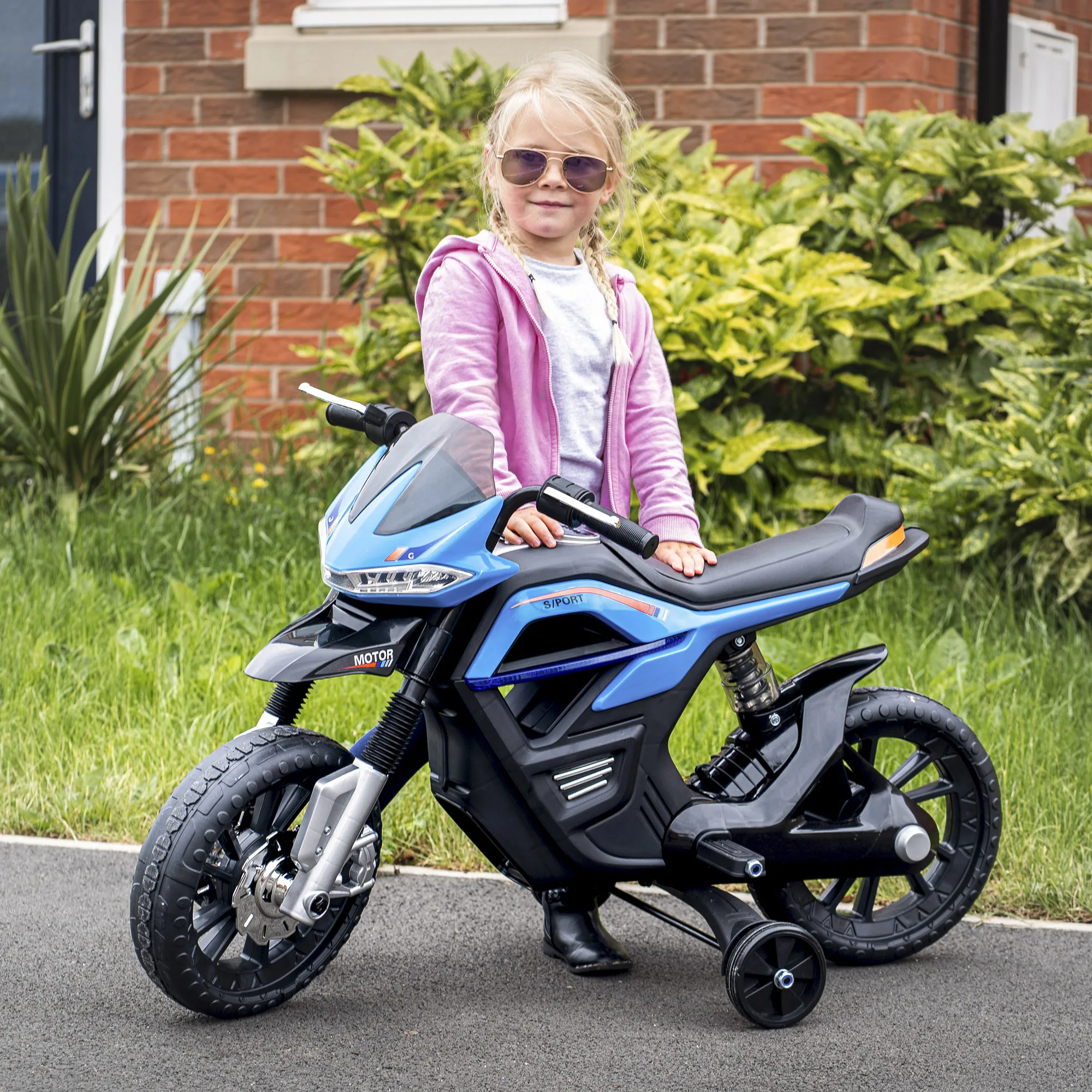 HOMCOM Moto Eléctrica Infantil Batería 6V Niños + 3 años con Luces Música 30 kg