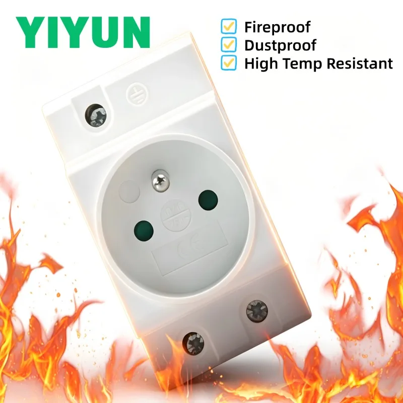 1PC AC30 Modular DIN Rail Socket EU US UK FR South Africa Standard Power Receptacle 10-16A 250V Distribution Box Mounted Socket