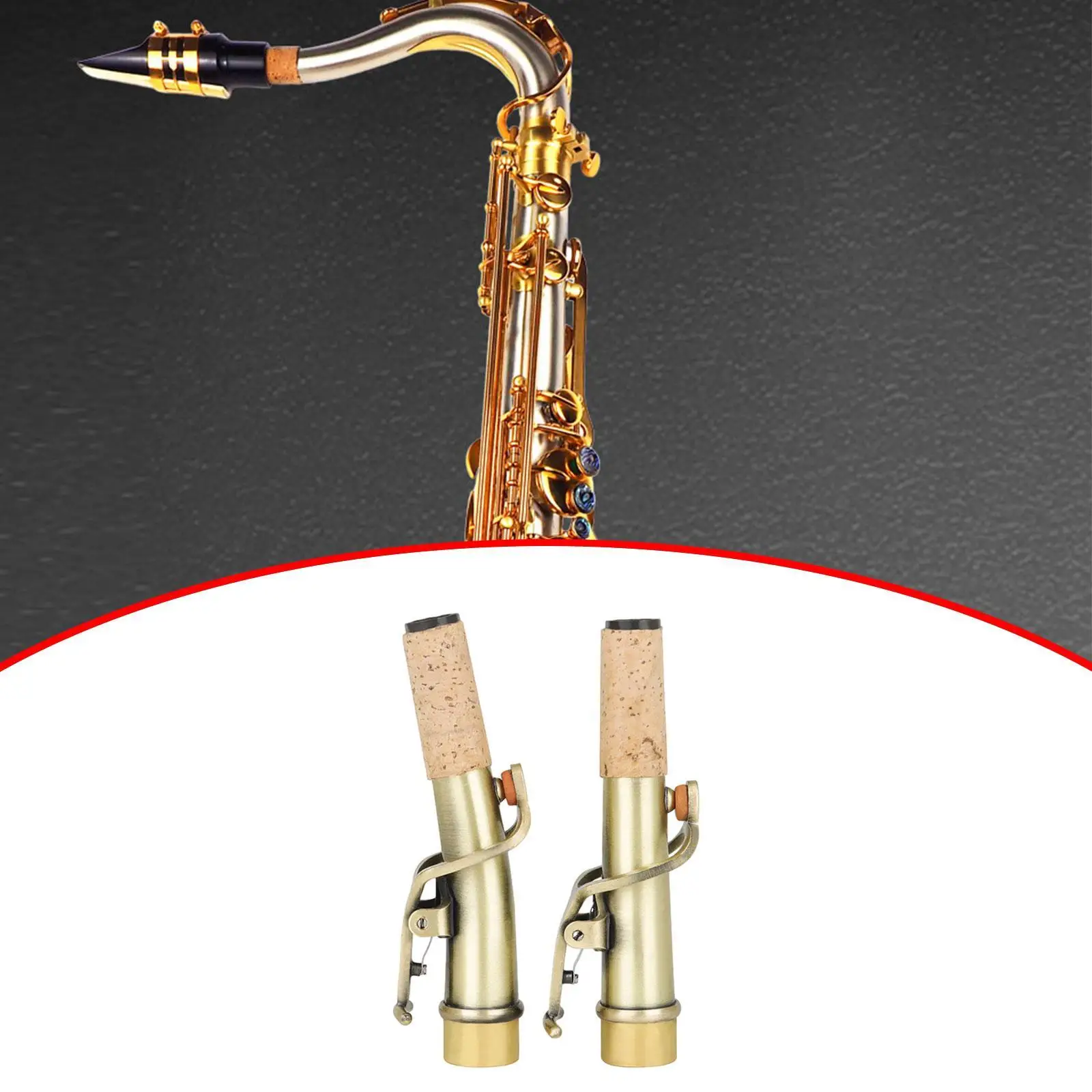 2 Pieces Soprano Saxophone Neck Saxophone Mouthpiece and Neck Musical Instruments Straight Curved Saxophone Neck for Sax