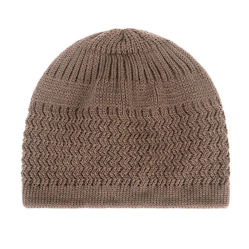 Daily Pullover Wave Style Knitted Soft Prayer Hats Unisex Beanies Cap Warm Islamic Jewish Men's Windproof Wrap Head Hat Outdoor