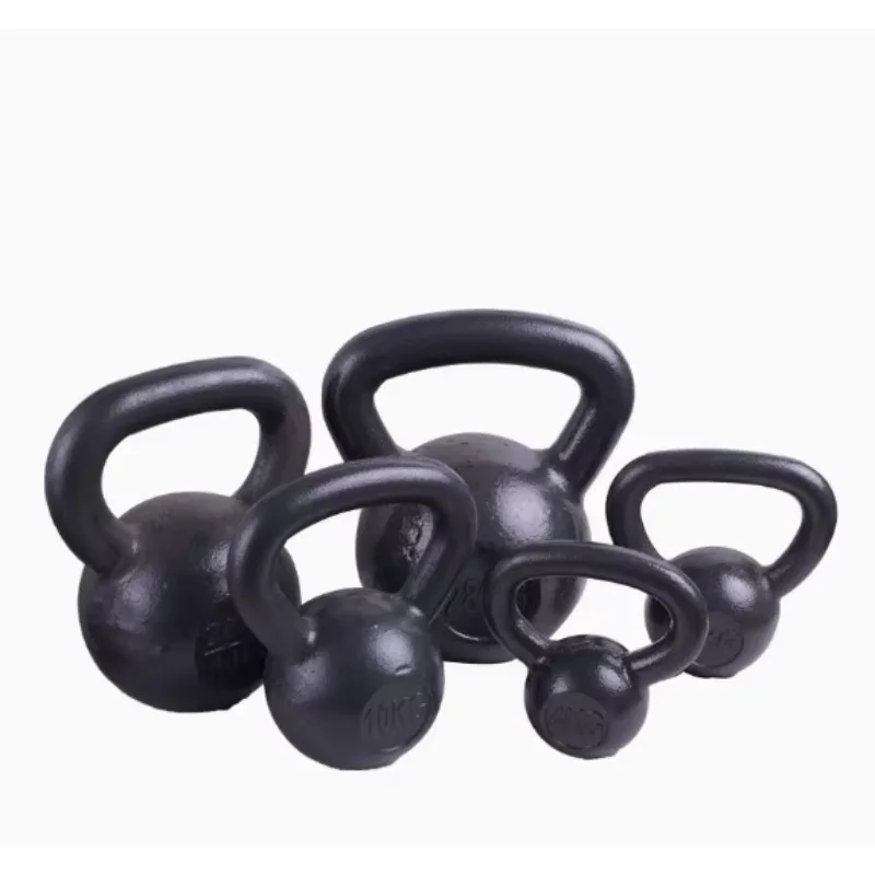 Solid Cast Iron Black Kettlebell Waterproof Electrostatic Coating for Durable Whole Body Fitness Training