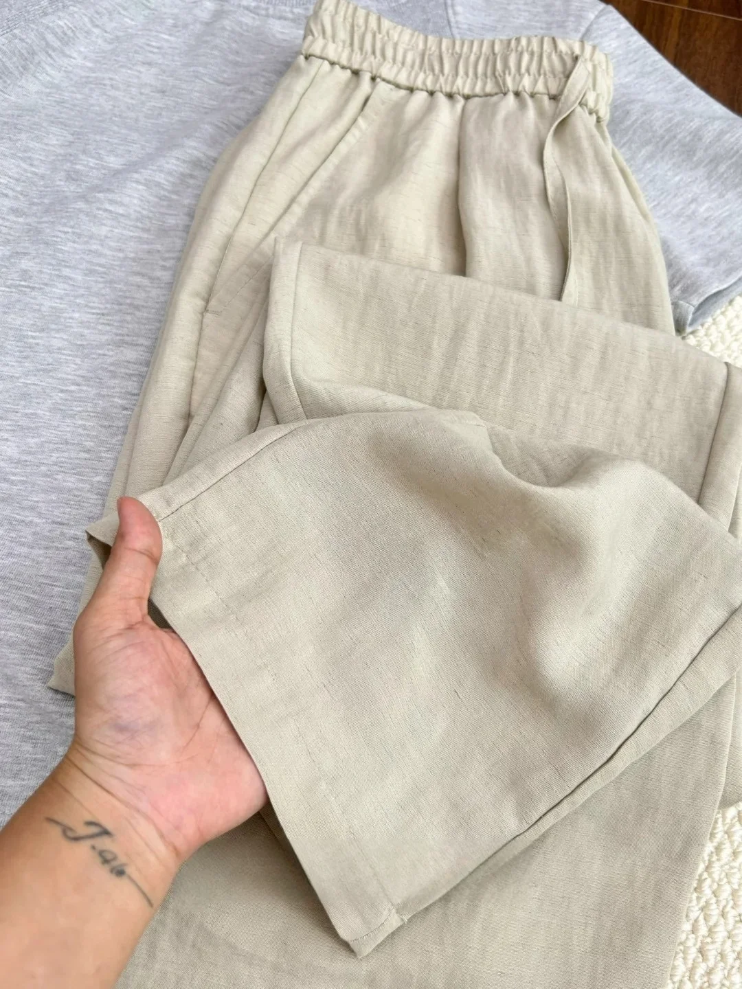 

00% Pure Linen Men's Casual Pants High End Preppy Sle Cotton Linen Loose Wide Leg Straight Cut Autumn Season Comfortable Fit