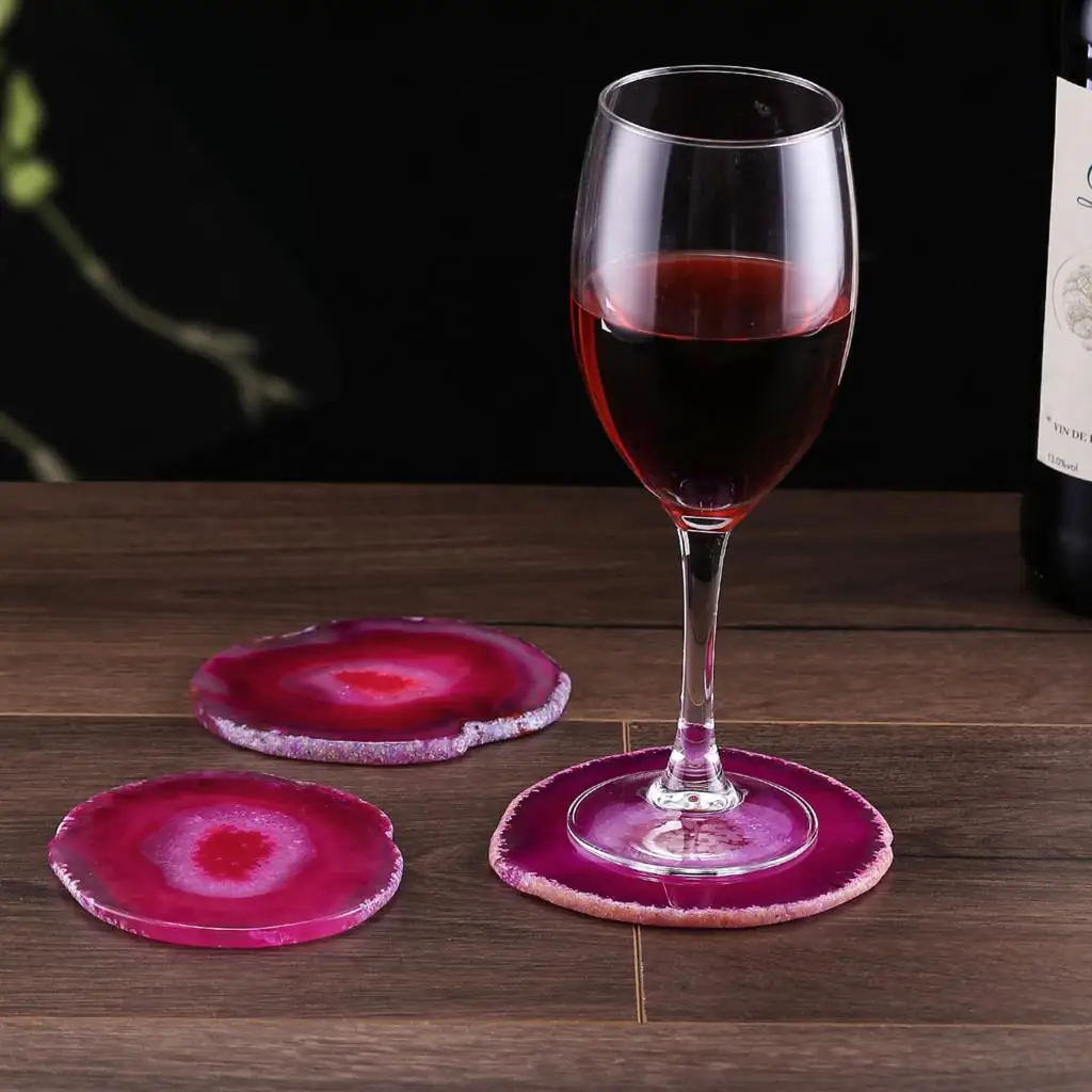 Agate Slices Coasters for Drinks Natural Crystal Geode Coasters Quartz Rock Display Tray Mineral Specimen Home Decoration 