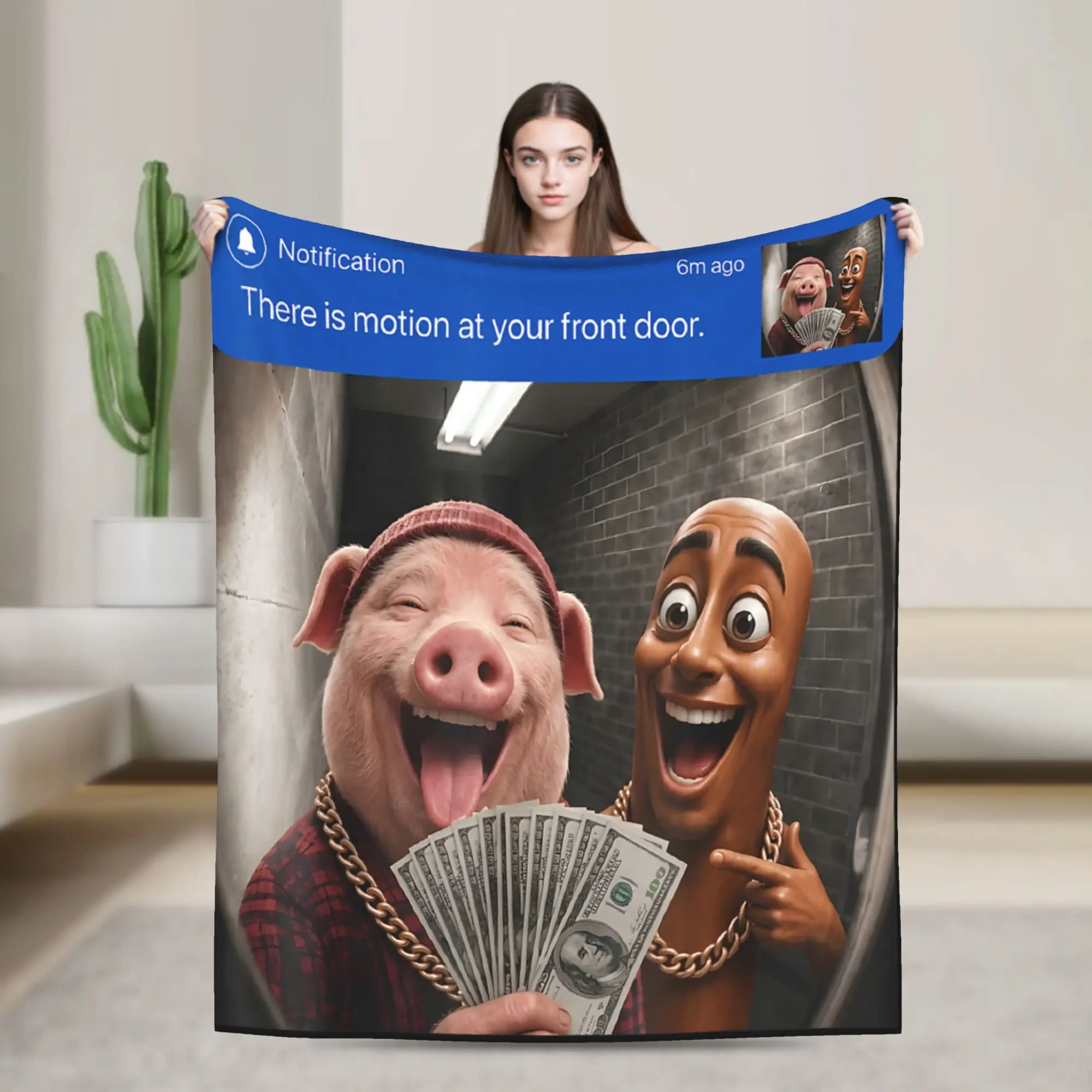 Cozy Throw Blanket Picnic Tung Sahur There is Motion At Your Front Door Meme Blanket Bedspread For Living Room Sofa Bed Cover