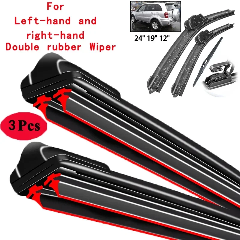 

Car Wiper Front & Rear Wiper Blades Set For Toyota RAV4 XA20 2000 - 2005 Windshield Windscreen Window Brushes 24"+19"+12"