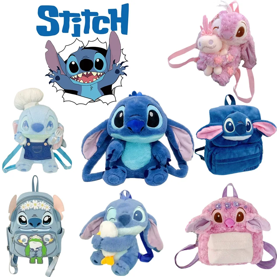 กระเป๋าเป้สะพายหลังตุ๊กตาดิสนีย์ลายสติทช์สีฟ้าสไตล์ญี่ปุ่น  กระเป๋าการ์ตูนน่ารัก  กระเป๋านักเรียนความจุเยอะ  กระเป๋าอนุบาล  ของขวัญสำหรับเด็ก