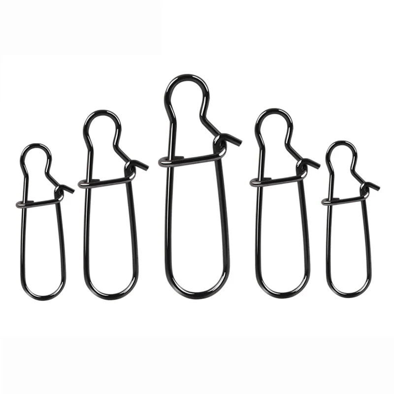 Stainless Steel Fishing Connector 50pcs Fast Clip Lock Snap Swivel Solid Rings Safety Snaps Fishing Hook Tool Snap