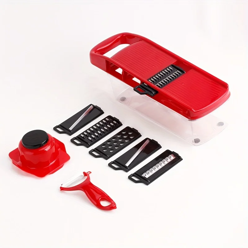 16in 1 /11in1Multi-functional Vegetable Slicer and Slicing Kit - Manual Food Processor with Container, Drainage Basket