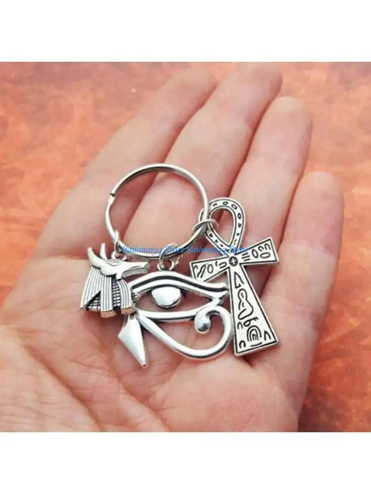 573B Egypt Keychain Anubis Eye Keychain for Creative Ancient Egyptian for Key Ring Crucifix Charms for Key Chain Gifts