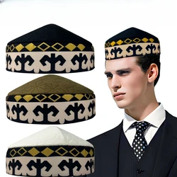 Muslim Caps For Men Clothing Freeshipping Prayer Hat Hand Embroidery Kufi Islamic Hijab Saudi Arabia Jewish Fashion 03276