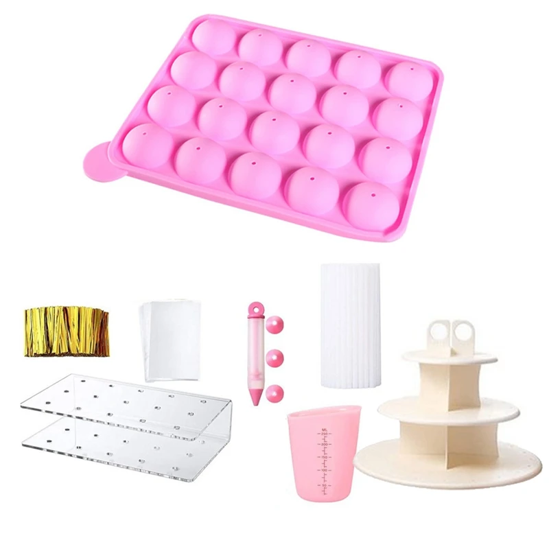 1Set Mold Baking Spherical Chocolate Cake Mould Lollipop Cookie Candy Maker -Lollipop Mold Stick Tray Cake Mould 20 Holes