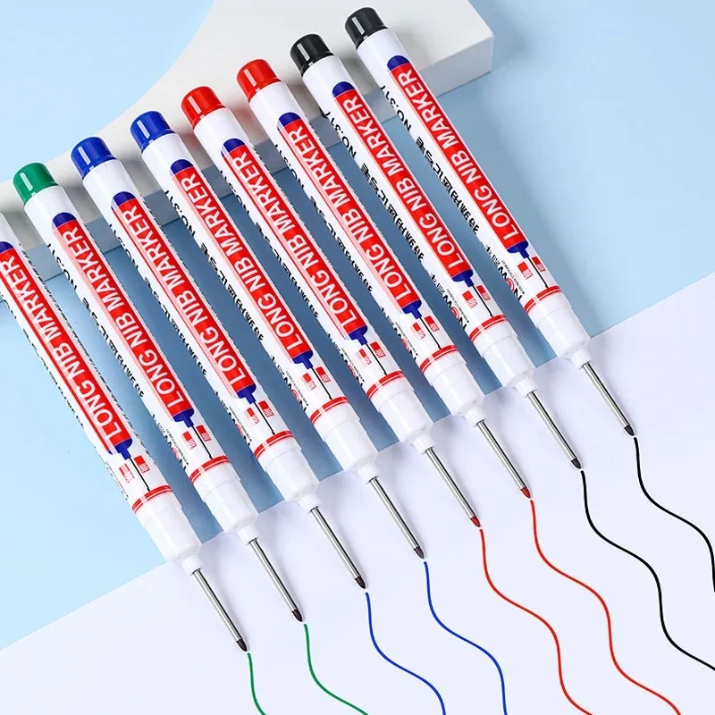 20mm Waterproof Long Nib Head Markers Deep Hole Marker Pen For Metal Carpenter Red/Black/Blue/Green Ink Woodworking Tools