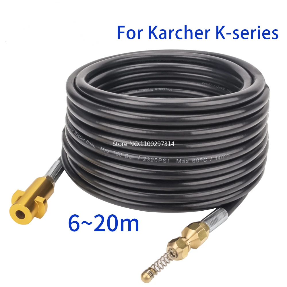 6~20 Meters 2320psi 160bar High Pressure Washer Sewer Drain Water Cleaning Hose Pipe Cleaner for Karcher K2 K3 K4 K5 K6 K7