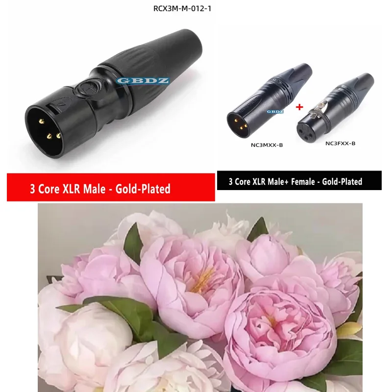 NC3MXX/F 3-Pin XLR Connector Gold-Plated Audio Terminal Male Female Balanced Plug for Professional Recording Stage Equip