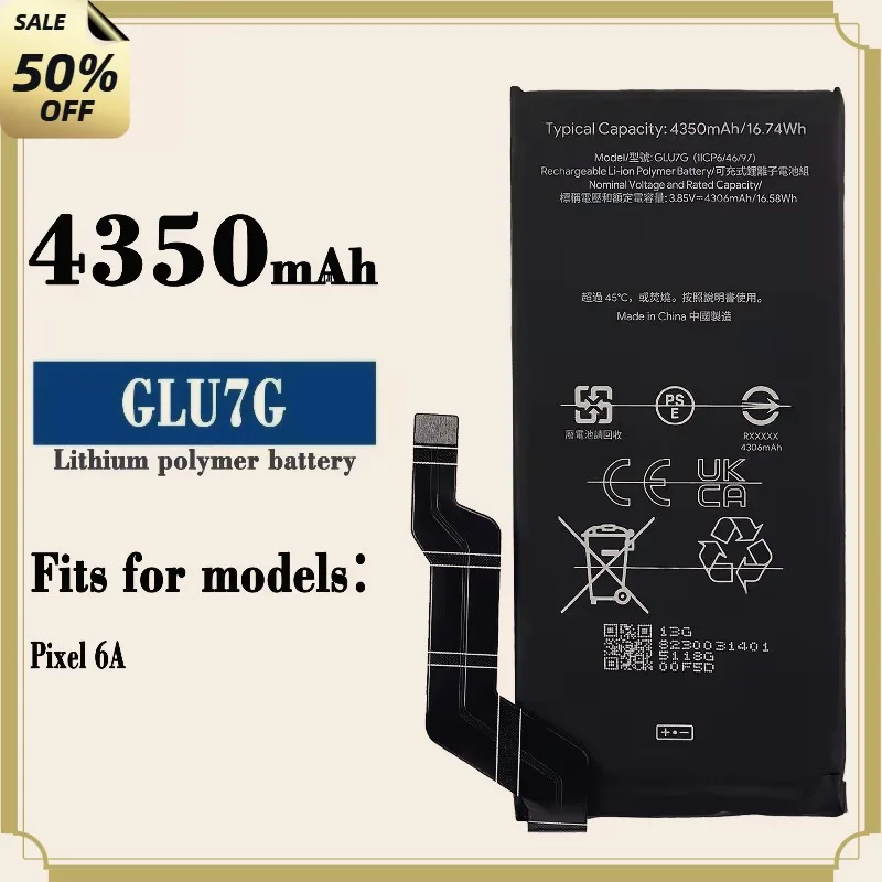 High-quality 2025 Years New 4350mAh GLU7G 4350mAh Replacement Battery for Google PIXEL 6A Mobile Phone Batteria