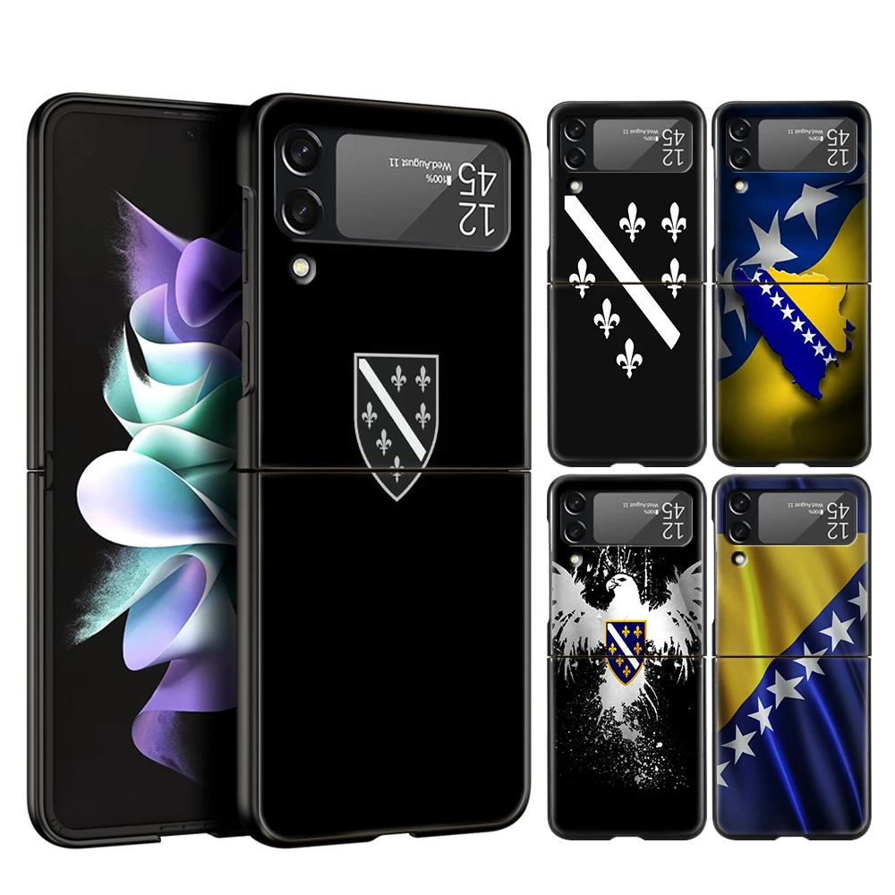 Bosnia And Herzegovina Passport Hard PC Phone Case For Samsung Galaxy Z Flip 6 5 4 Black Cover For Galaxy Z Flip 3 Foldable Capa