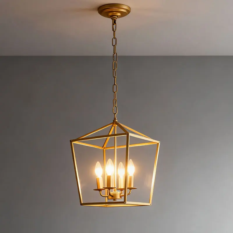 

American Style Iron Retro Golden Chandelier Villa Living Room Dining Room Bedroom Lighting Farmhouse Decoration E14 Chandelier