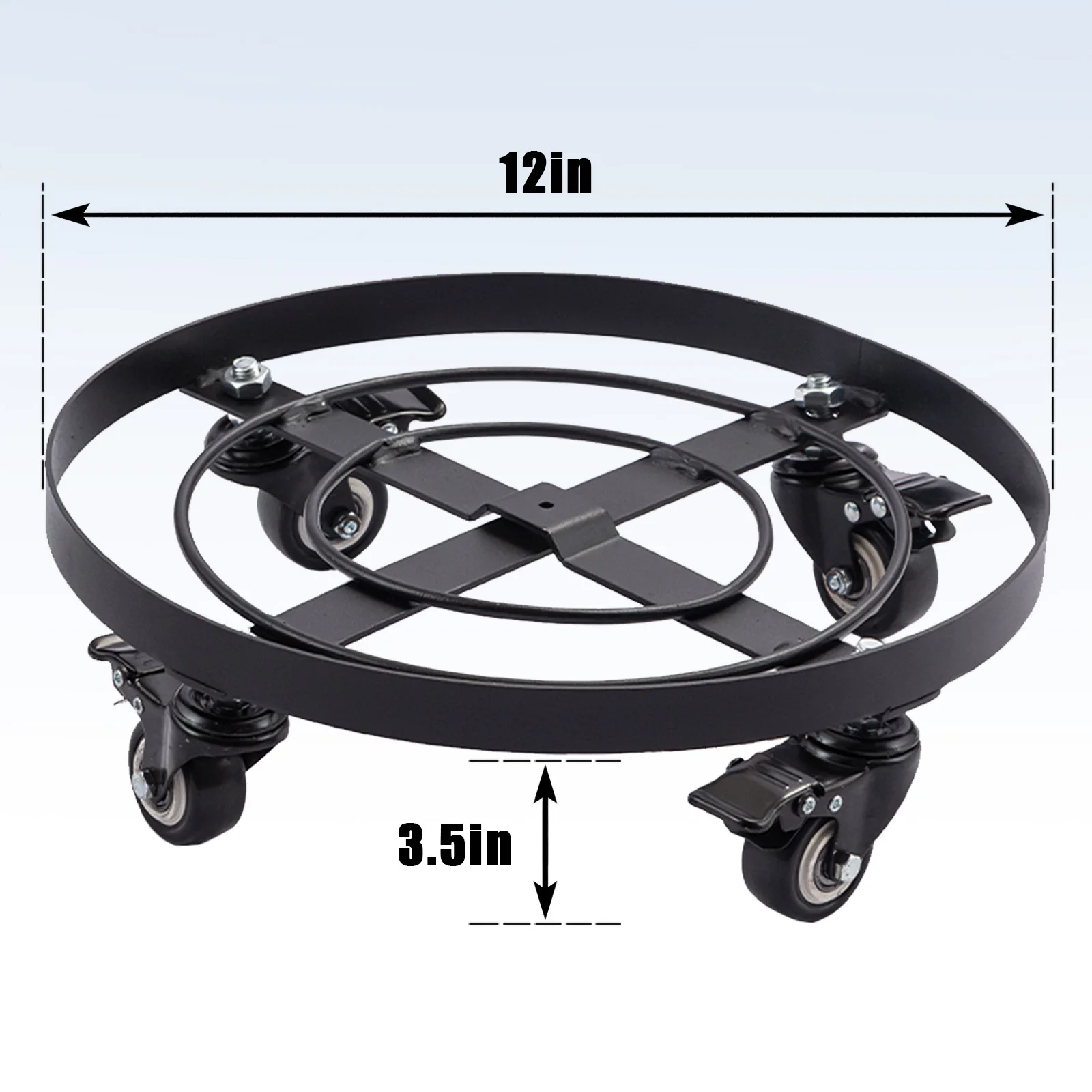 12 Inch Heavy‑Duty Metal Plant Dolly, Plant Caddy with Lockable Wheels,Rustproof Rolling Plant Stand for Large Heavy Flower Pot