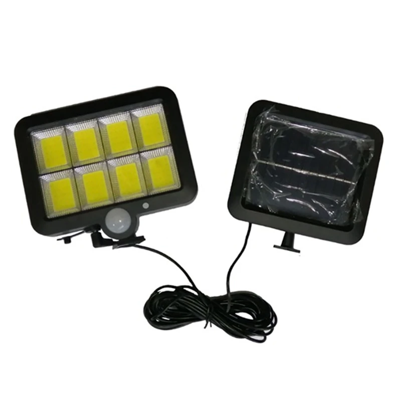 Luces de pared solares impermeables IP65, 2000 lúmenes, 160 LED, Sensor de movimiento con cable, luz de inundación de seguridad ajustable de 360 grados, 2 uds.