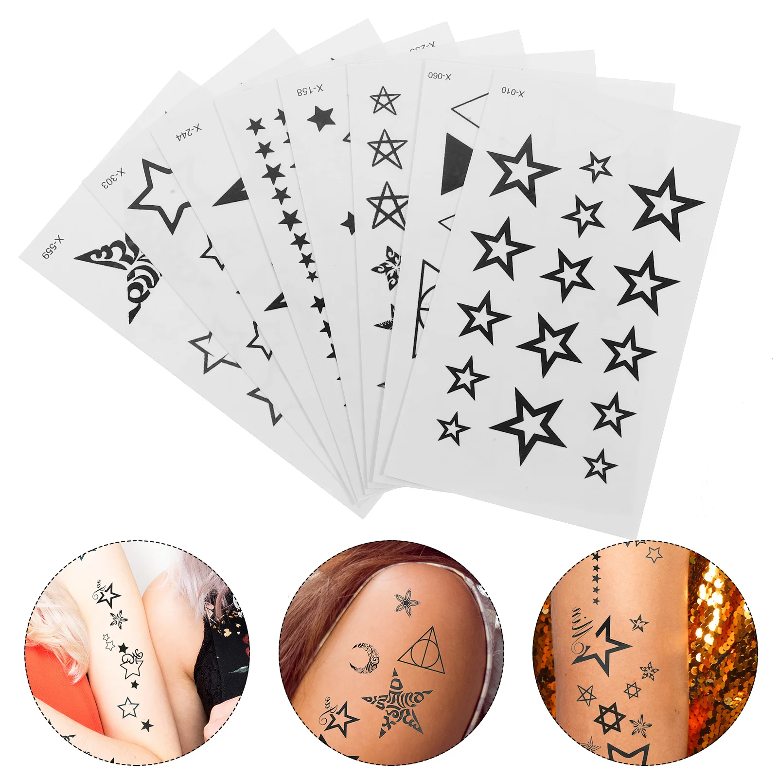 8 Vellen Tattoo Sticker Set Tijdelijk Realistisch Voor Vrouwen Stickers Volwassenen Vers Feest Gunsten Lichaam Tatoeages Decal Papier Nep