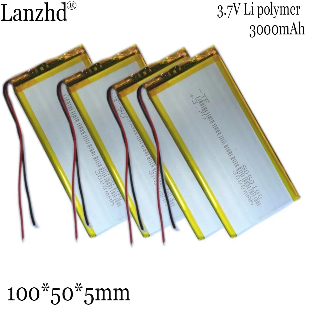 3.7V Li-po Li Ion Rechargeable Battery 5050100 Lithium Polymer Cells for Mp3 MP4 MP5 GPS PSP Mobile Bluetooth Speakder 3000mah