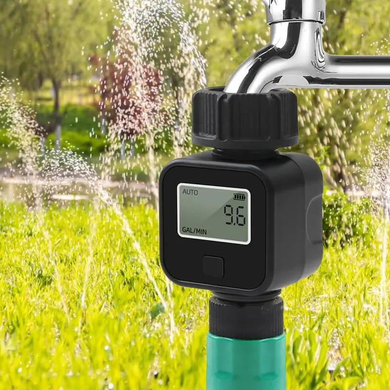 Water Hose Flow Meter Waterproof Lcd Display Flow Water Meter Multi-Measure Modes Garden Hose Water Meter Tracks Gallon/Liter