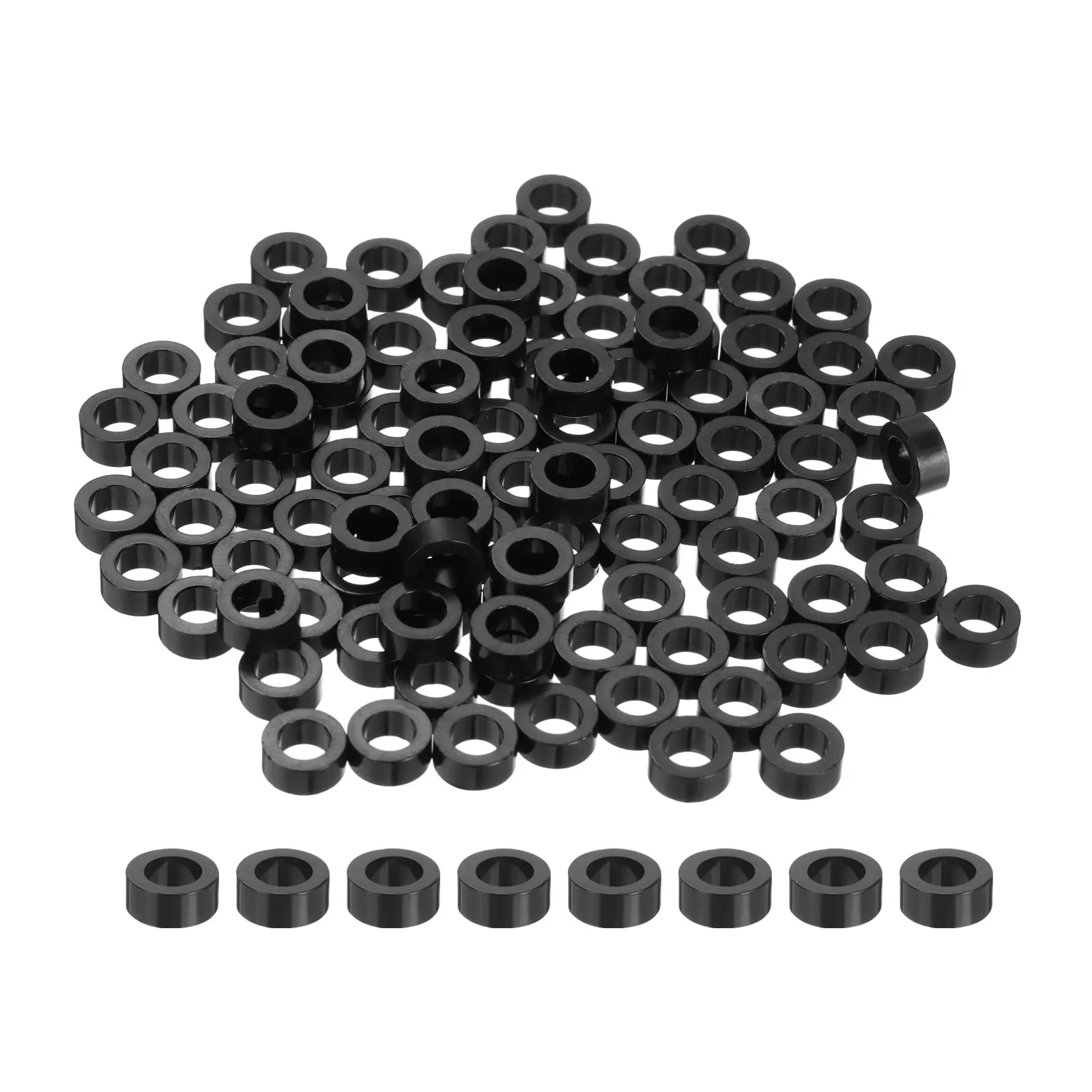 100Pcs Nylon Round Spacers 4mm ID 7mm OD Insulation Round Screws Spacers 3mm 4mm 6mm 10mm 18mm 20mm Height Screws Spacers Black