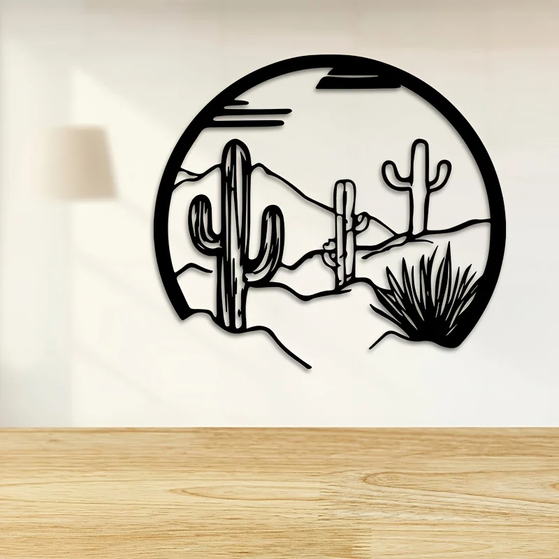 Décoration murale en métal Cactus, art mural pour patio désertique, revêtement poudré, antirouille, décoration extérieure, cadeau pour les amateurs de plantes