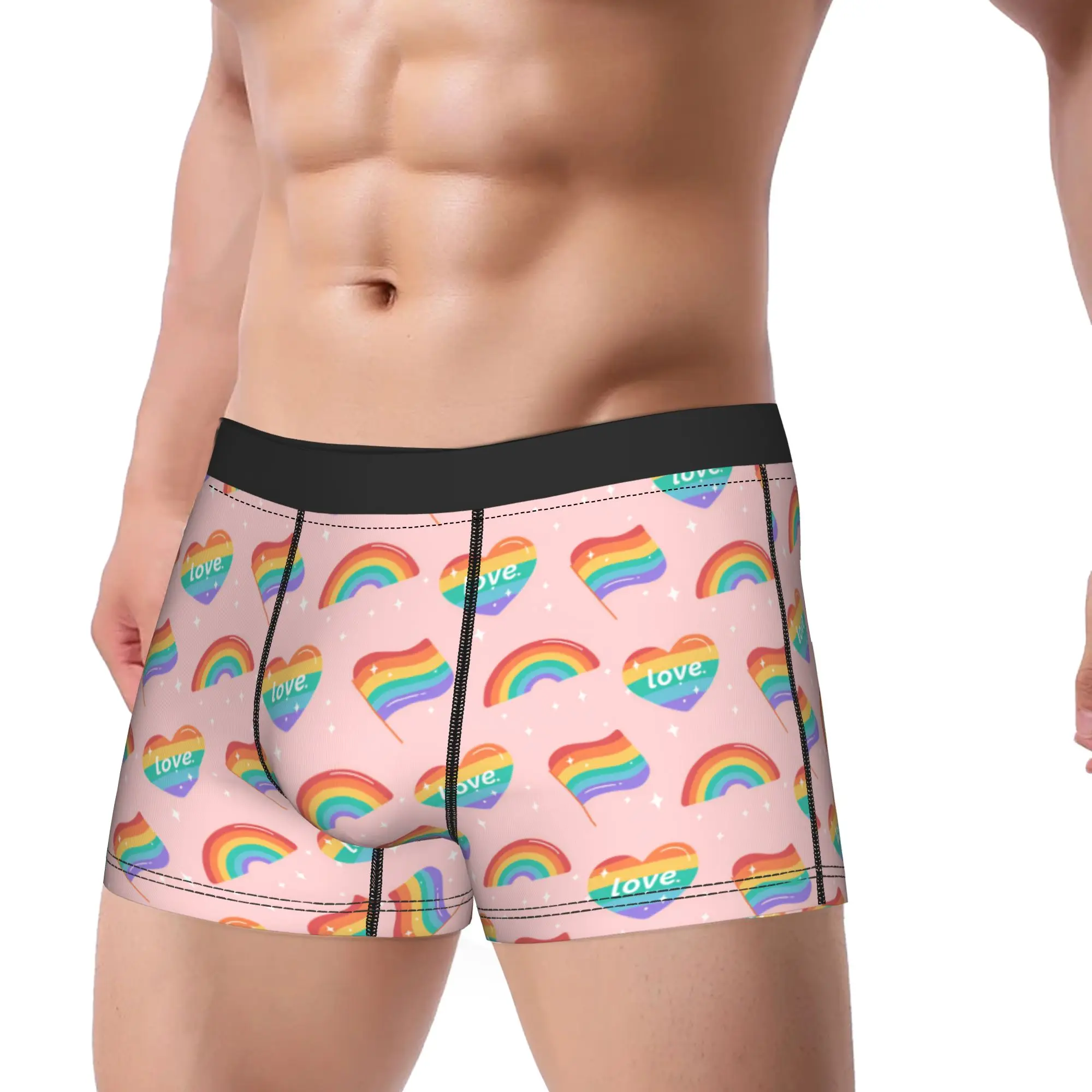 Pride Rainbow Pattern Design Underwear  Men Panties Printing Comfortable Boxershorts Quality Shorts Briefs Plus Size 2XL