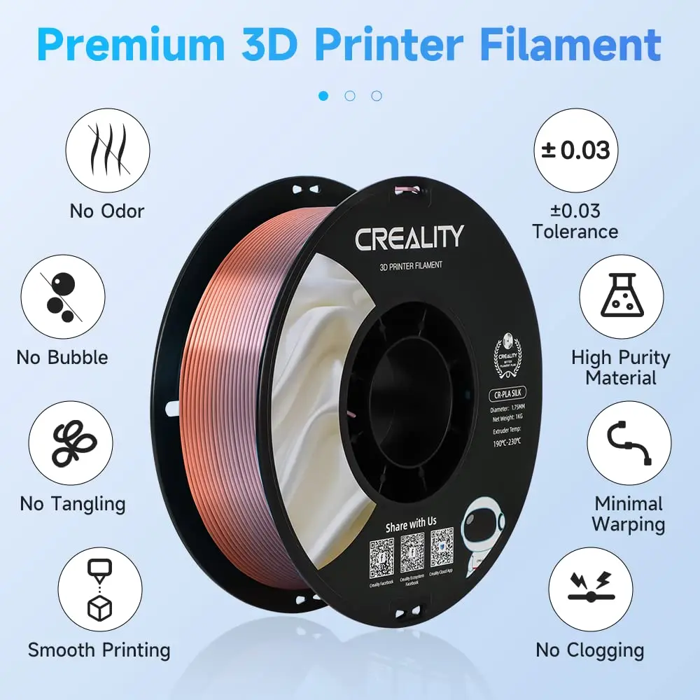 Creality Silk Dual Color PLA Filament 1.75mm No-Tangling Strong Bonding Silky Touch High Accuracy CR-Silk 3D Printer Filament