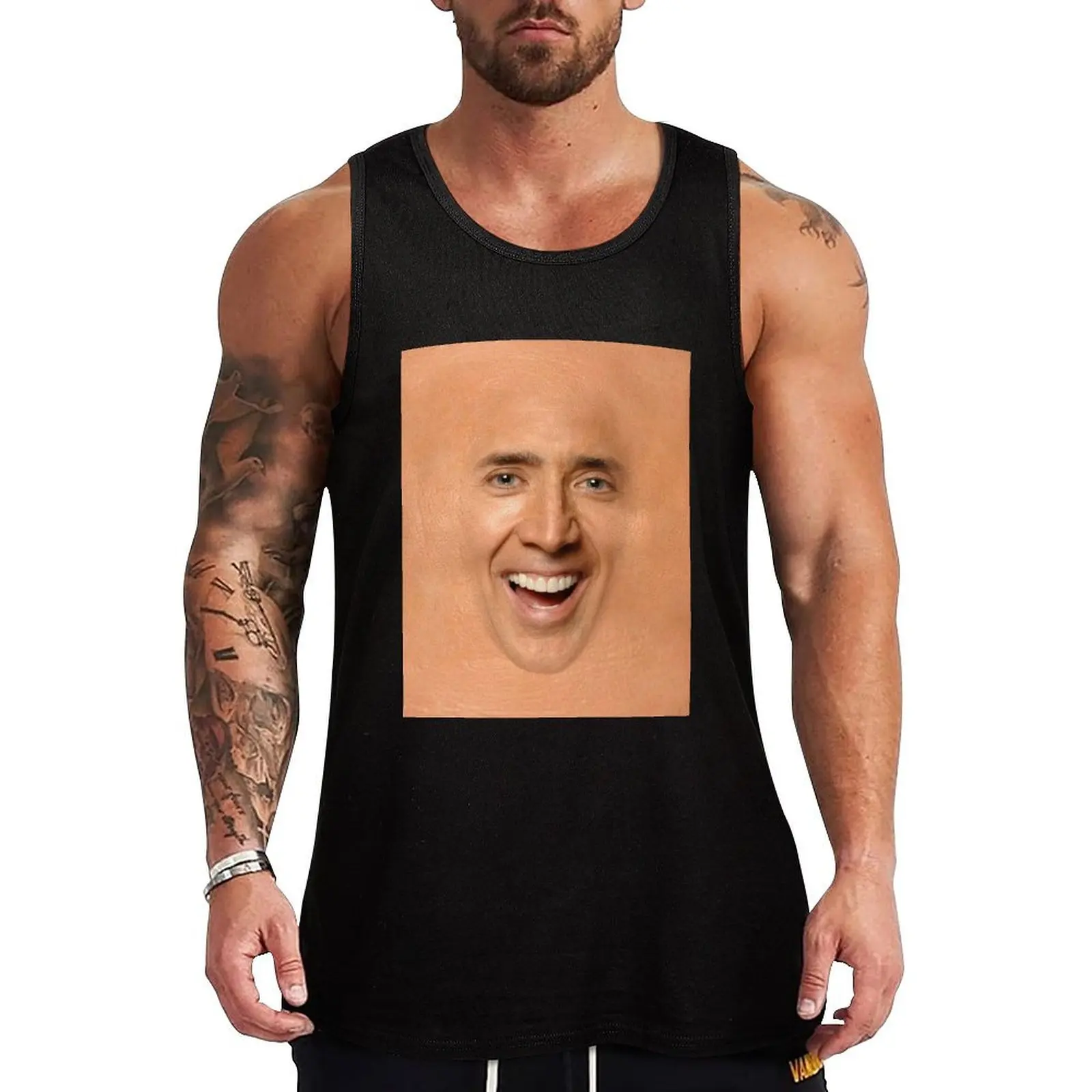 

Nicolas Cage Tank Top singlet for men Men's sleeveless gym shirts Sports clothing
