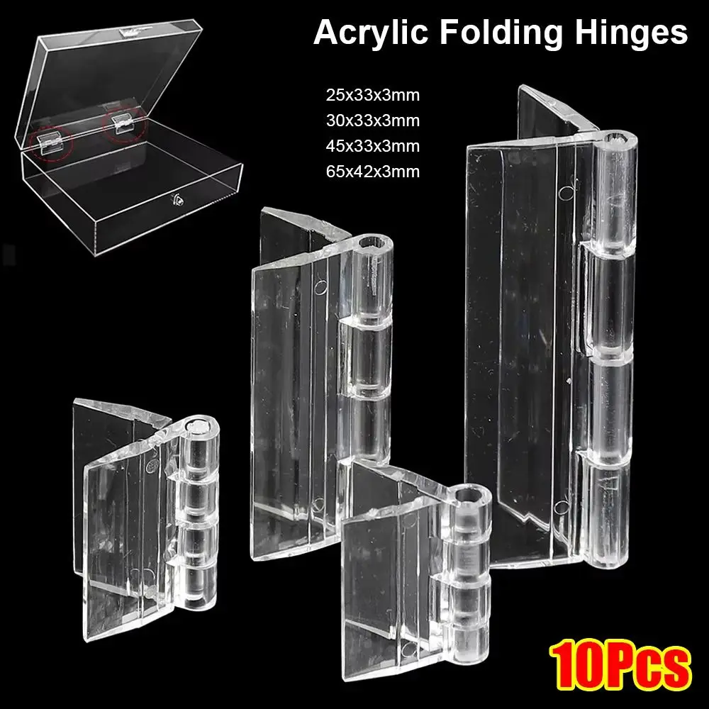 10Pcs New Transparent Folding Hinge Acrylic Foldable Door Hinges Clear 270 Degree Furniture Hardware DIY Cabinet Door Box