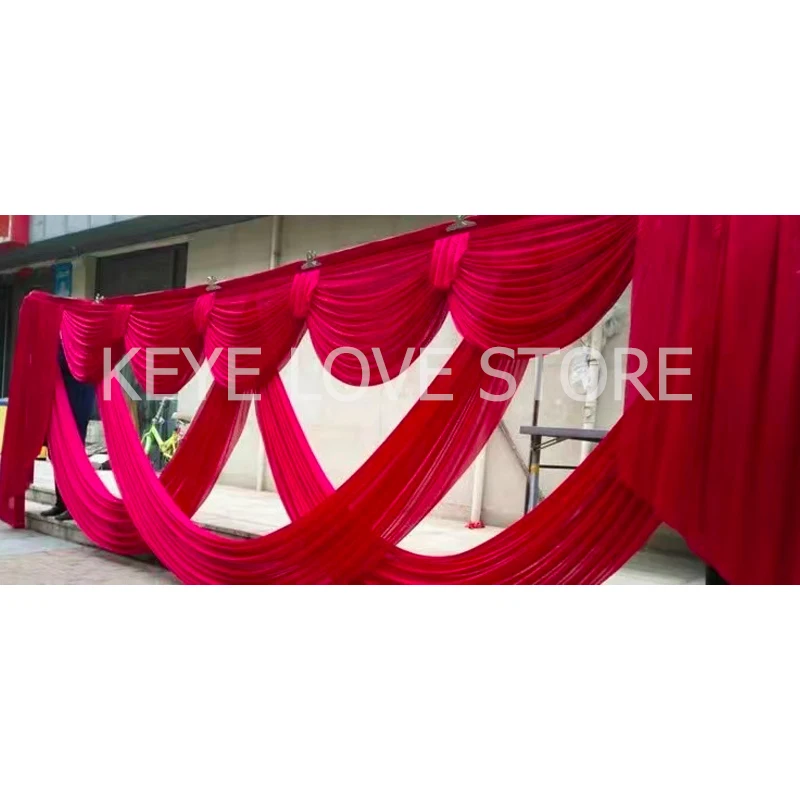 

Customized Ice Silk Wedding Stage Curtain Backdrop Swags Draping Background Photo Booth Event Party Drape Stage Decoration