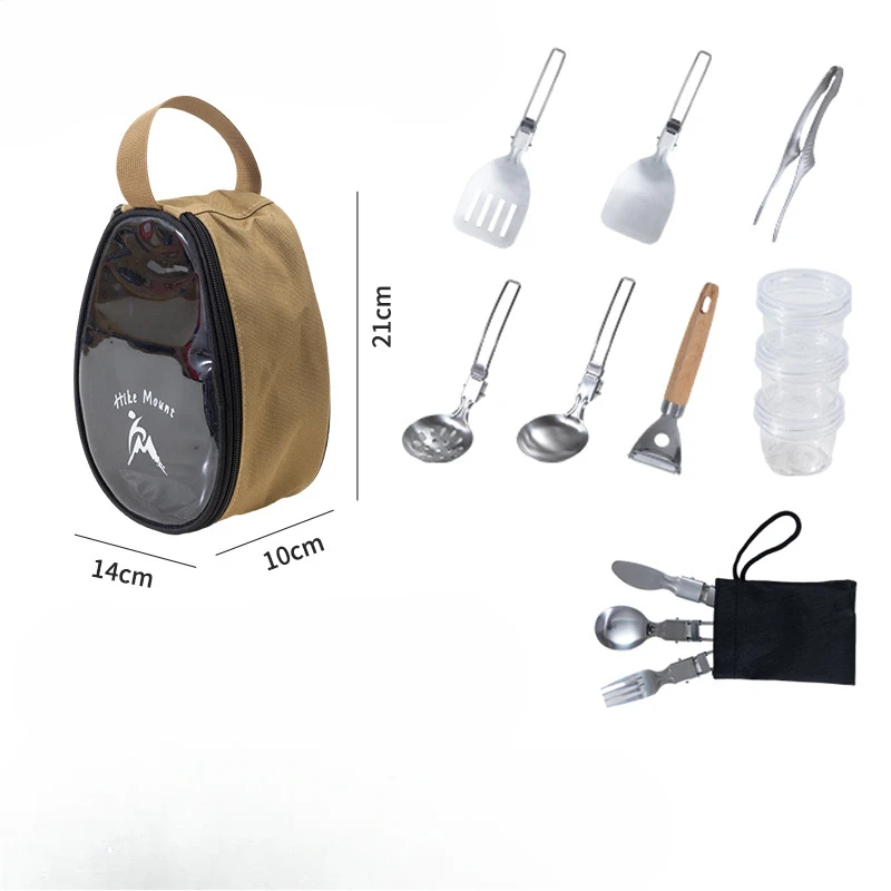 

New transparent bowl bag tableware set outdoor camping supplies folding storage picnic barbecue kitchen utensils accessories