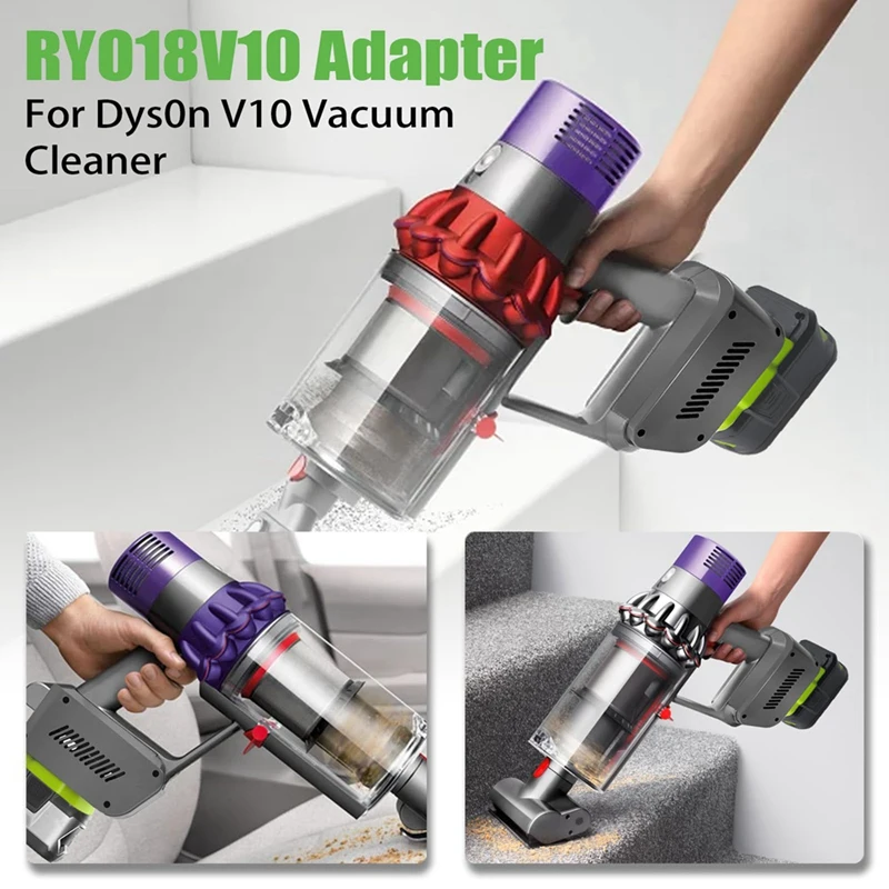 RYO18V10 Adapter For Ryobi 18V ONE+ Battery Convert To For Dyson V10 Cordless Vacuum Cleaner Stick Cyclone, Absolute