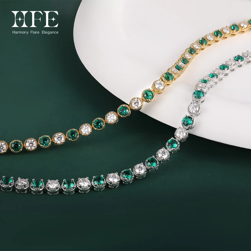 

HFE Moissanite Diamond and Jade Tennis Bracelet Pure 925 Silver Birthday Anniversary Christmas Gift Suitable for Men and Women