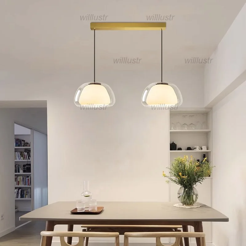 

Creative Jelly Glass Pendant Lamp Creamy Style Suspension Light Hotel Cafe Bar Dining Room Metal Hanging Ceiling Chandelier
