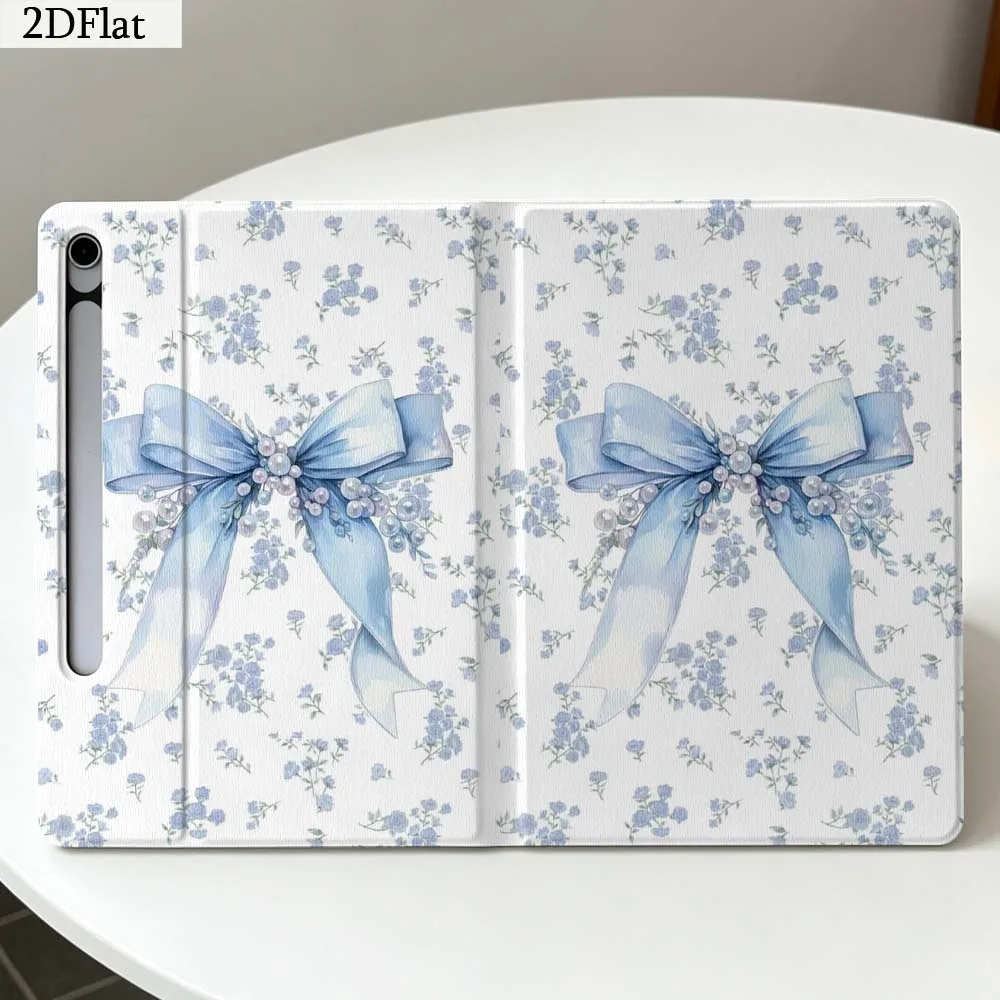 Cartoon Ankle Blue Ribbon Gift For Samsung Galaxy Tab S11 S10 S9 S8 S7 S6 A11 A10.1 A9 A8 A7 Ultra FE Plus Soft Tablet Case