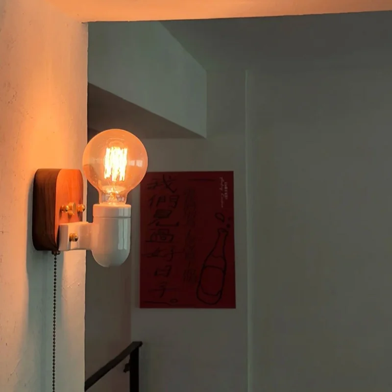 Contemporary Vintage 3 Light Wood Wall Light Lamp Wall Lamp Sconce For Bedroom Living Room Office Indoor Home Decorative Fixture