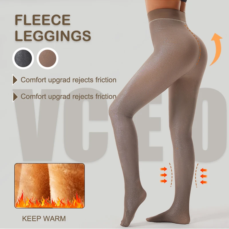 النساء صوف مبطن الجوارب وهمية شفافة جوارب طويلة دافئة طماق لامع سميكة الجوارب الدافئة لفصل الشتاء الجوارب الحرارية سلس