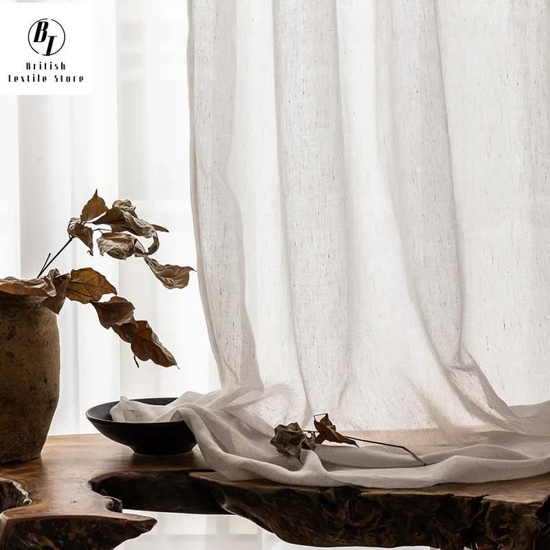 

Nordic Style Living Room Bedroom Curtains Solid Color Window Screen White Yarn Custom Bay Window Plain Color Screen Drapes
