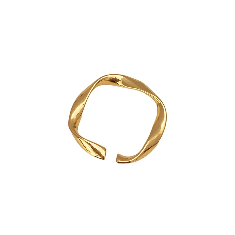 Real 925 prata esterlina 18k ouro distorcido anéis geométricos para mulheres minimalista na moda jóias finas acessórios de personalidade