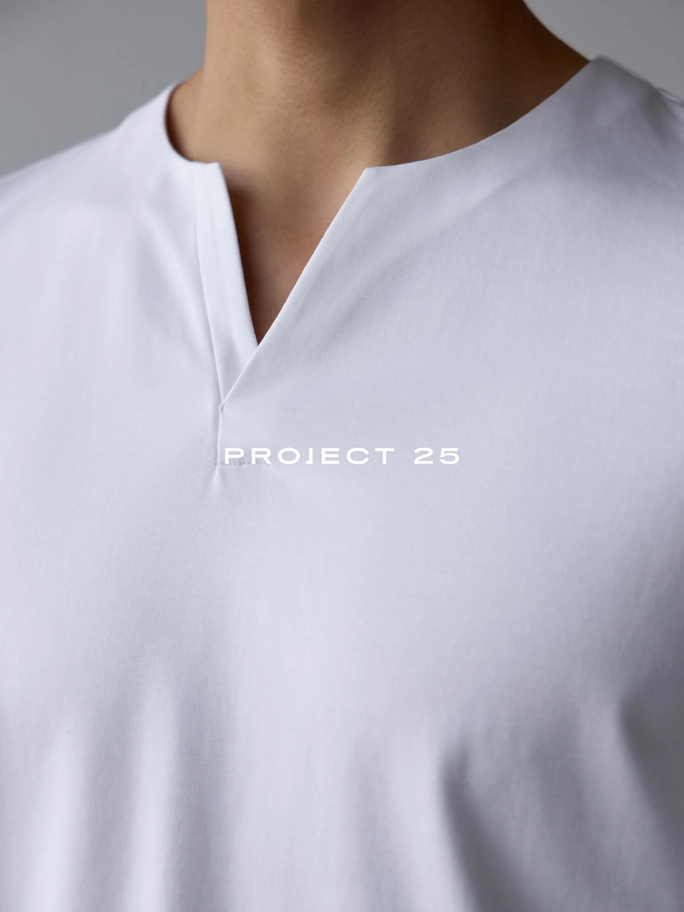 PROJECT 25 Men 80S Long Staple Cotton V‑Neck Long Sleeve Tee Soft Smooth Elastic Anti‑Wrinkle Fitted Casual Base T‑Shirt