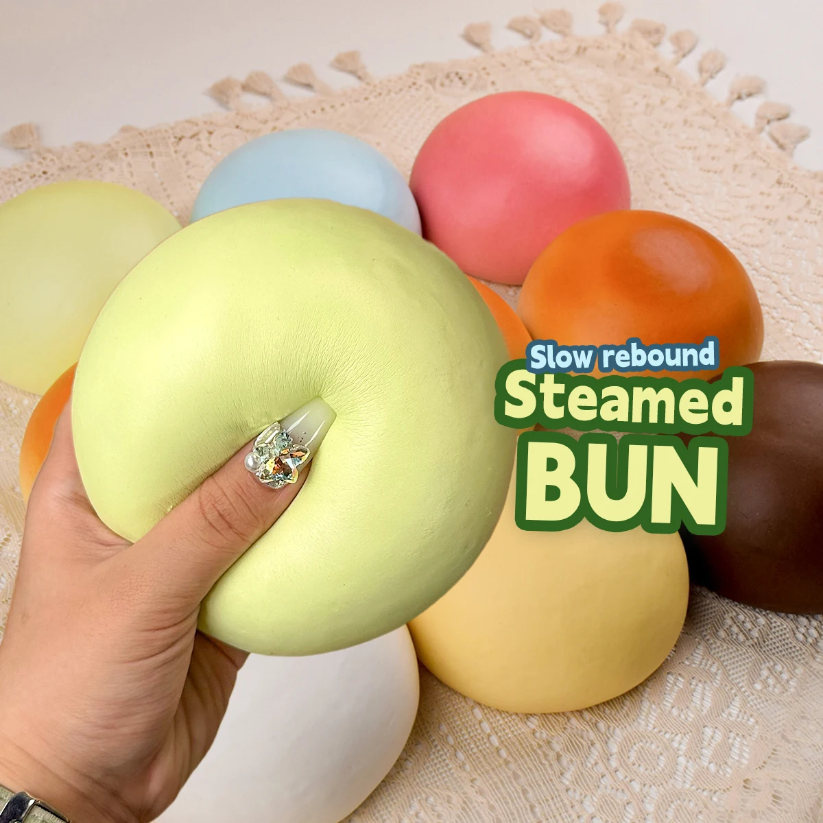 Mantou-Squishy Stress Relief Toy, Cute Chinese Big, Soft, Slow-Rising Cheese, Multiple Colors Available, 1Pc