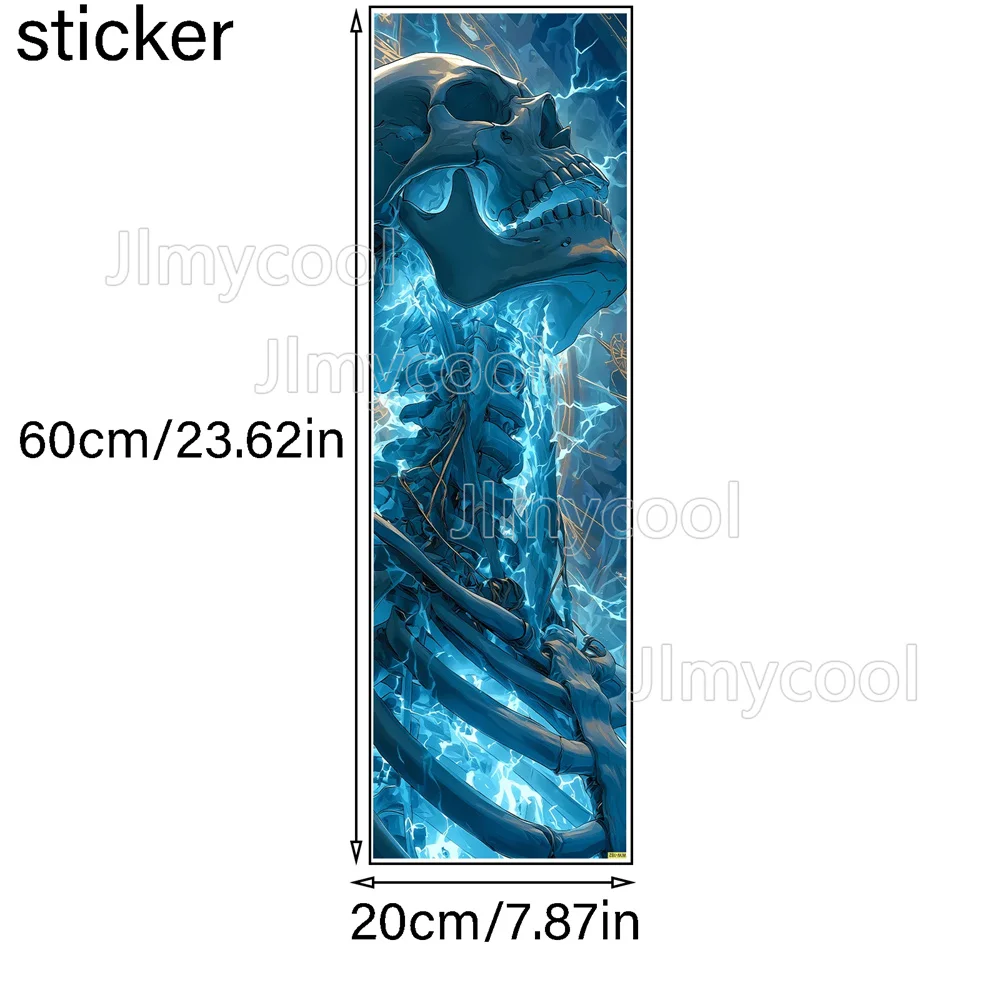 Blue Electric Skull Pattern Scooter Sticker Skateboard Stickers Scooter Floor Mat Sticker Personalized Cool