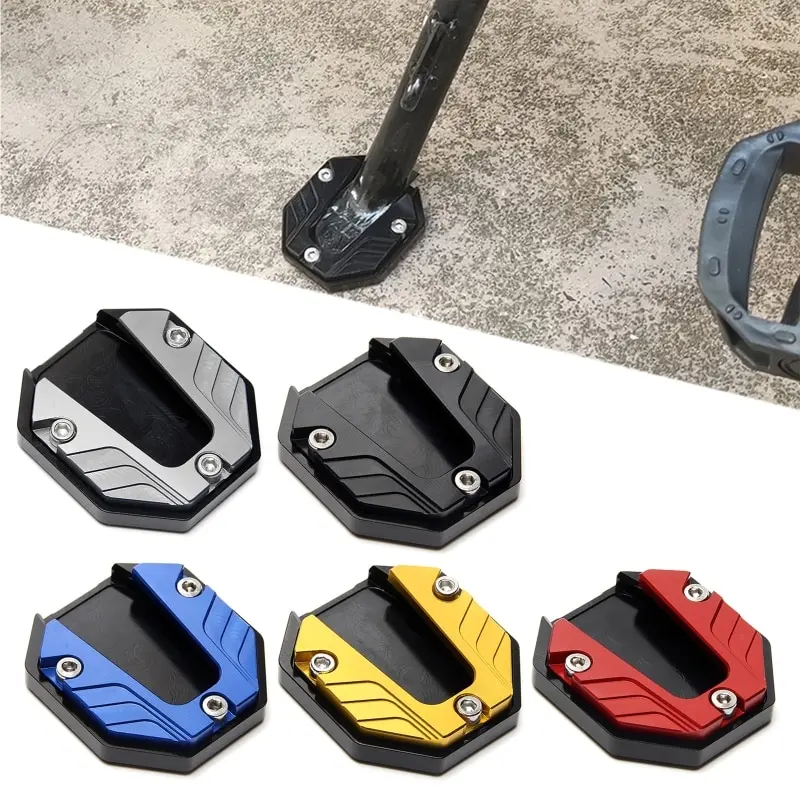 Alumínio Alloy Motorcycle Kickstand Extender, Bicicleta Pé Side Stand Extensão, Foot Pad Suporte Plate, Acessórios de moto, D7YA