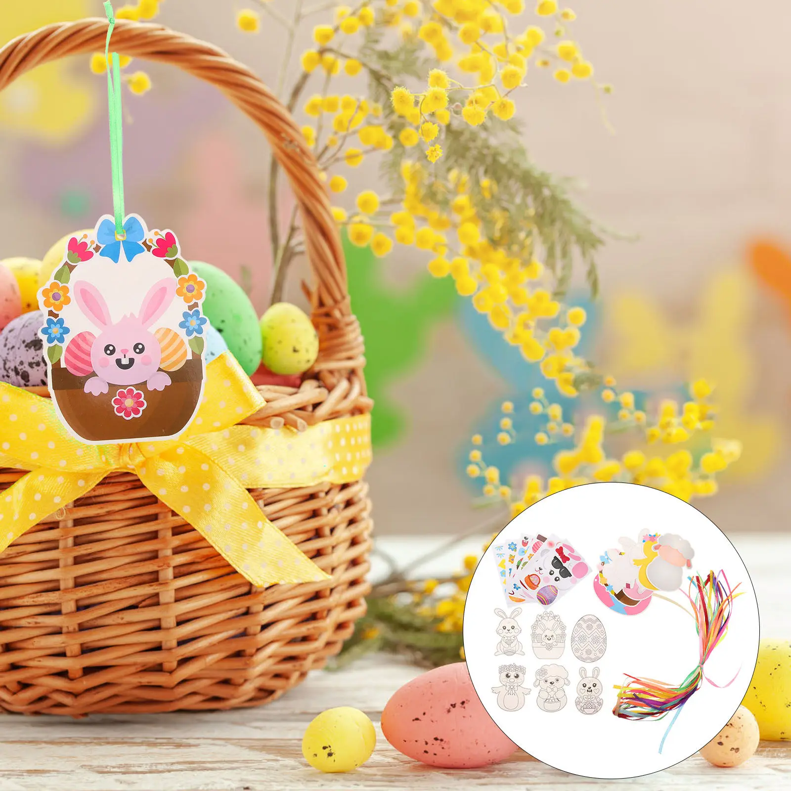 

Набор для творчества: Пасхальные открытки и наклейки DIY, мультяшные украшения, креативный подарочный набор, мультяшные стикеры, DIY-карточки, наклейки для творчества
